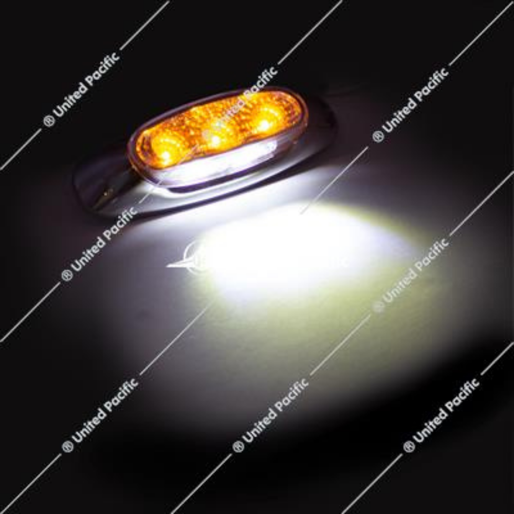 5 LED Reflector Clearance/Marker Light With Side Ditch Light - Amber LED/Clear Lens (Each)