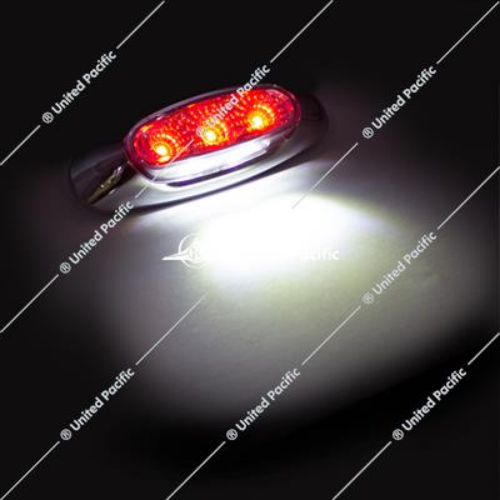 5 LED Reflector Clearance/Marker Light With Side Ditch Light -Red LED/Clear Lens (Each)