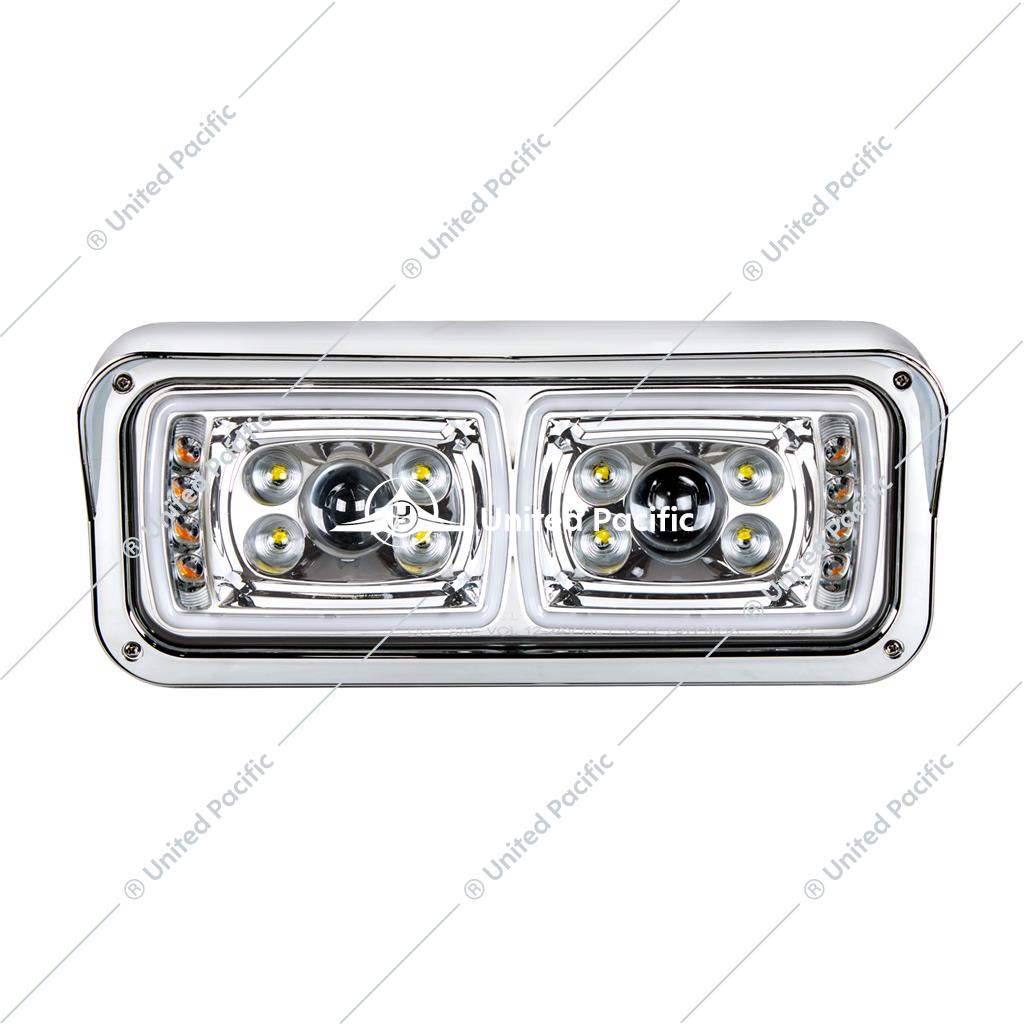 10 High Power LED "Chrome" Projection Headlight W/LED Turn Signal & Position Light Bar -Passenger