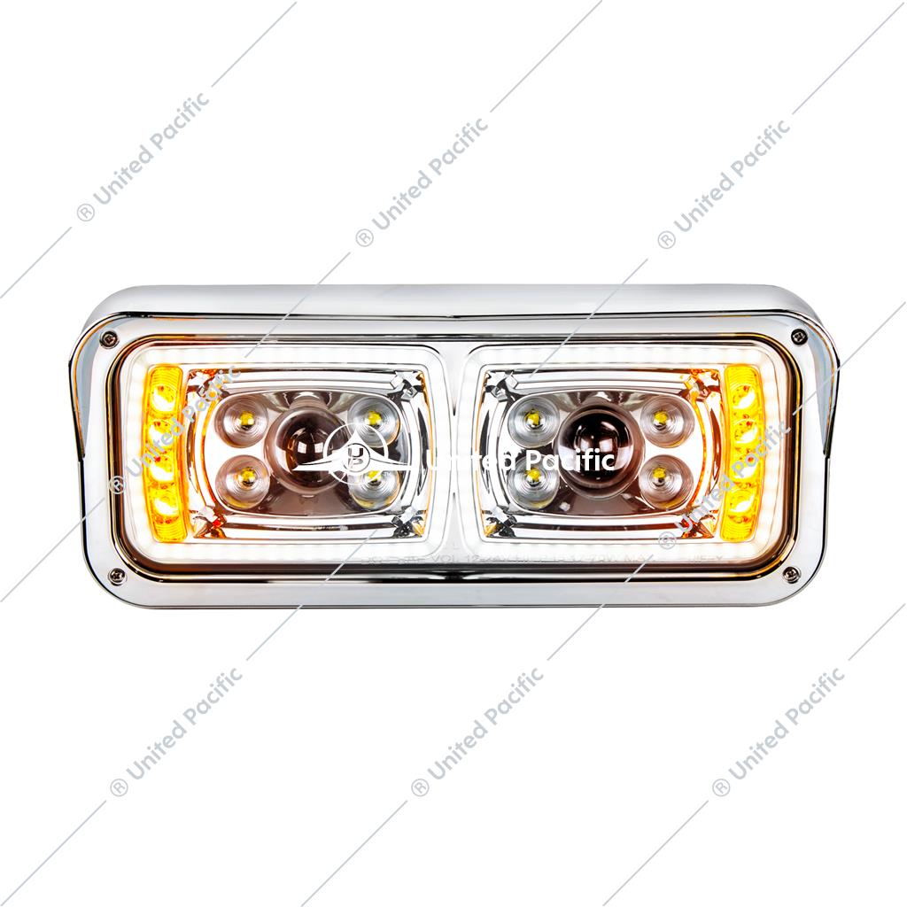 10 High Power LED &quot;Chrome&quot; Projection Headlight W/LED Turn Signal &amp; Position Light Bar -Passenger
