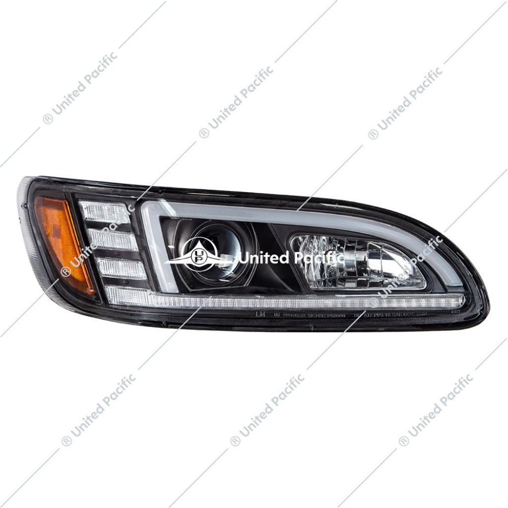 Black Projection Headlight W/LED Sequential Turn & DRL For 2005