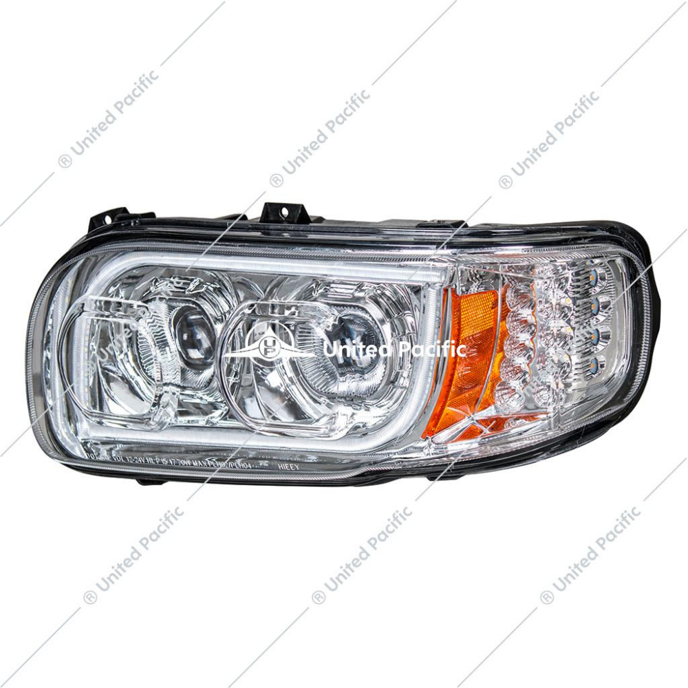 High Power LED Chrome Headlight W/16 LED Turn &amp; 57 LED Bar For 2008-15 PB 388 &amp; 2008-2021 389 -Driver