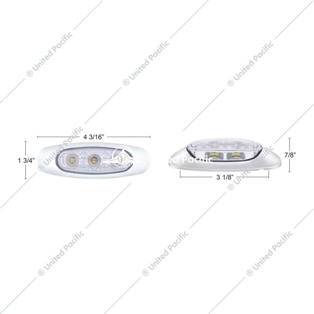 5 LED Reflector Clearance/Marker Light With Side Ditch Light - Amber LED/Clear Lens (Each)