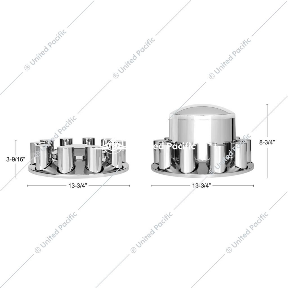 Chrome Dome Axle Cover Combo Kit With 33mm Thread-On Cylinder Nut Cover