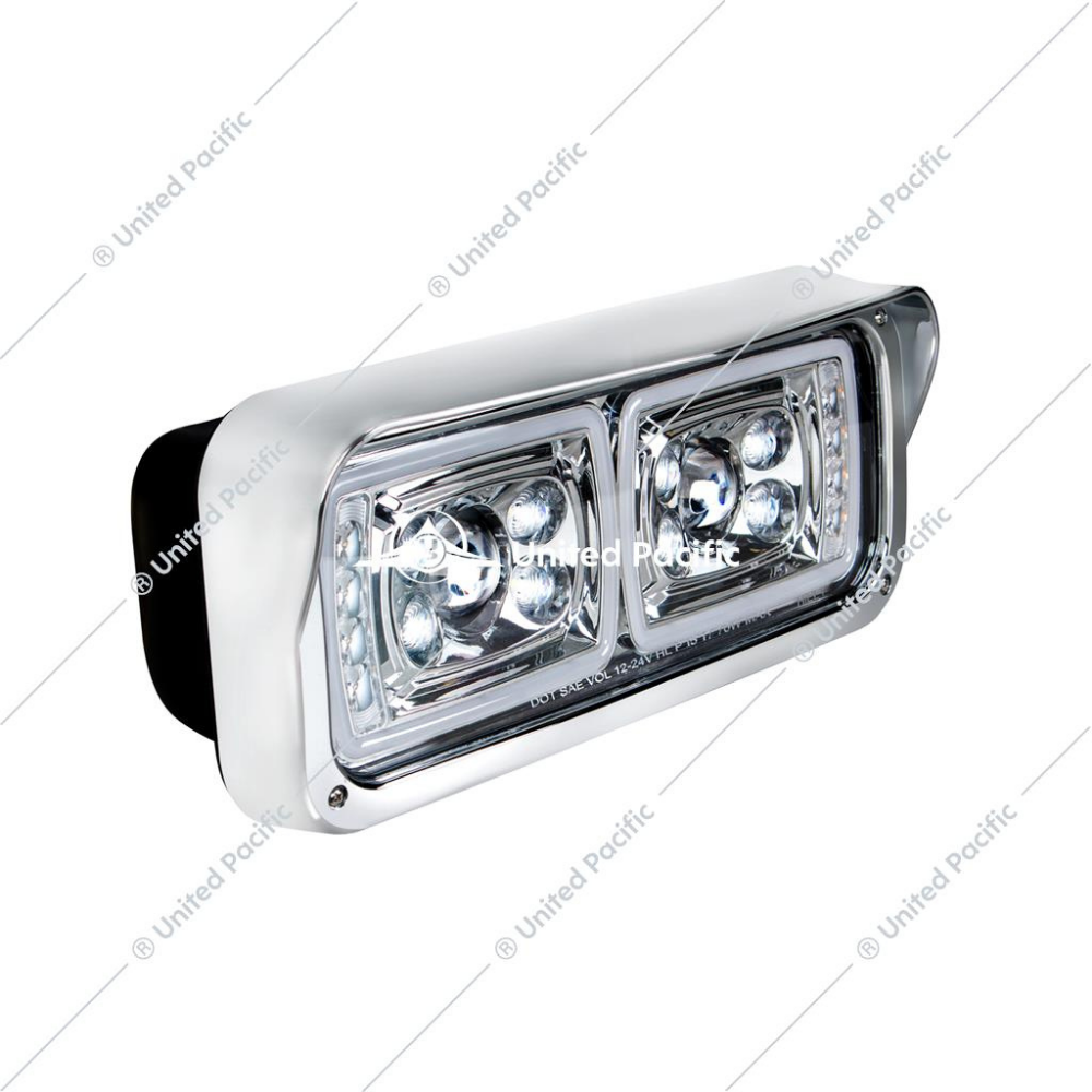 10 High Power LED &quot;Chrome&quot; Projection Headlight W/LED Turn Signal &amp; Position Light Bar -Passenger