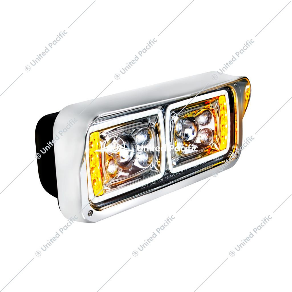 10 High Power LED &quot;Chrome&quot; Projection Headlight W/LED Turn Signal &amp; Position Light Bar -Passenger