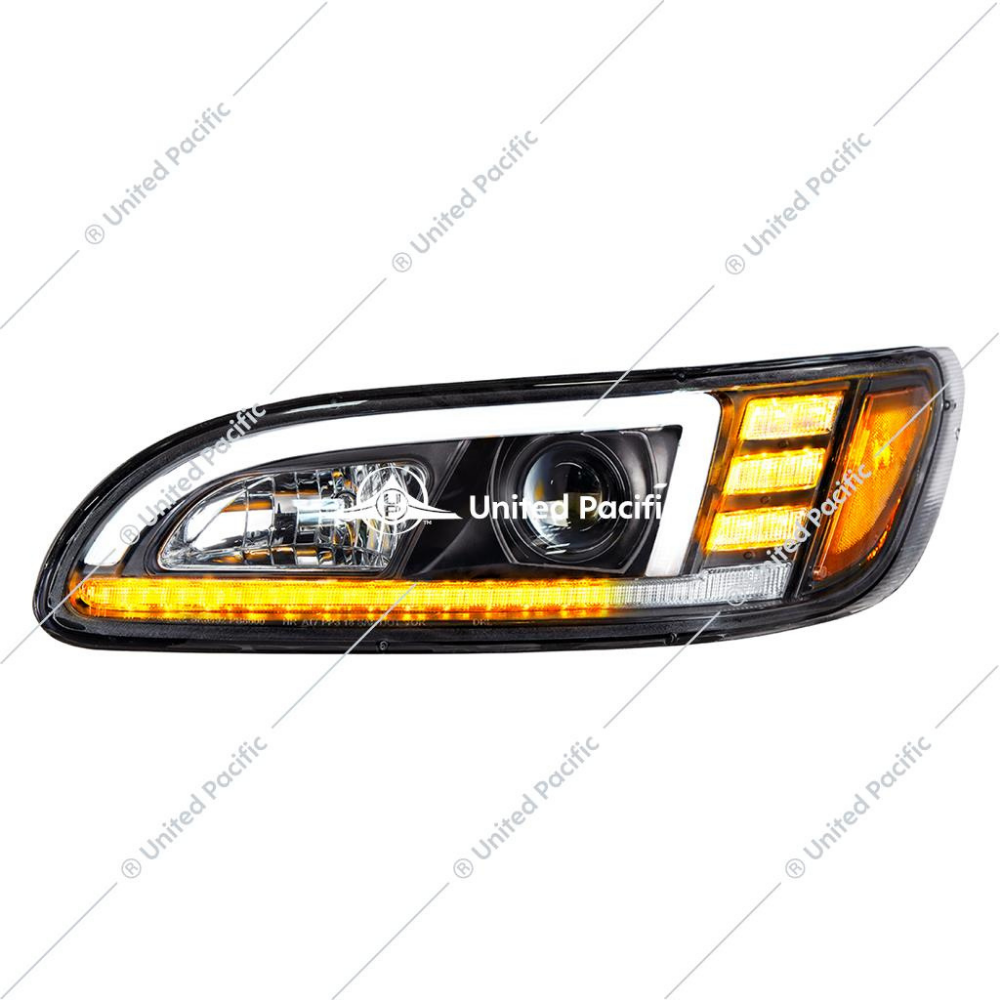 Black Projection Headlight W/LED Sequential Turn & DRL For 2005