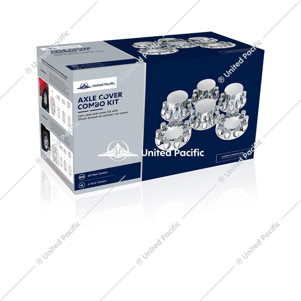 Chrome Dome Axle Cover Combo Kit With 33mm Thread-On Cylinder Nut Cover
