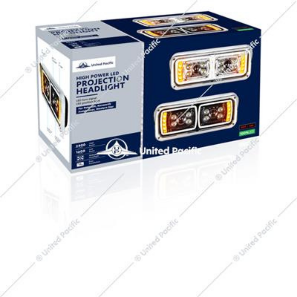 10 High Power LED &quot;Chrome&quot; Projection Headlight W/LED Turn Signal &amp; Position Light Bar -Passenger